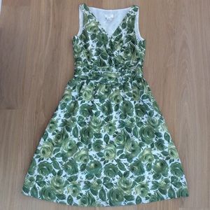 Ann Taylor Loft green and white floral dress
